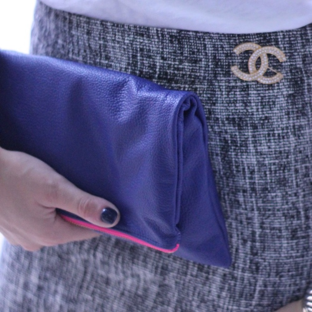 K. Slade Foldover Leather Clutch
